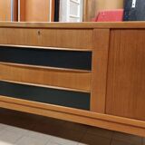Enfilade scandinave vintage en teck avec portes à rideau