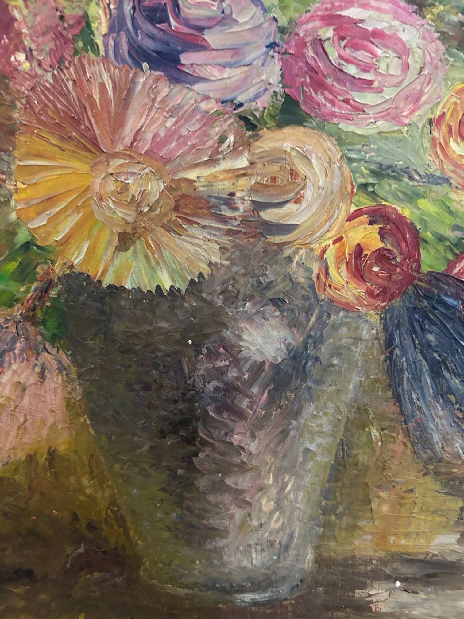 " Bouquet "oil on canvas from the 1950s