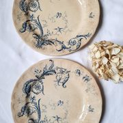 Antique dessert plates mismatched iron earth