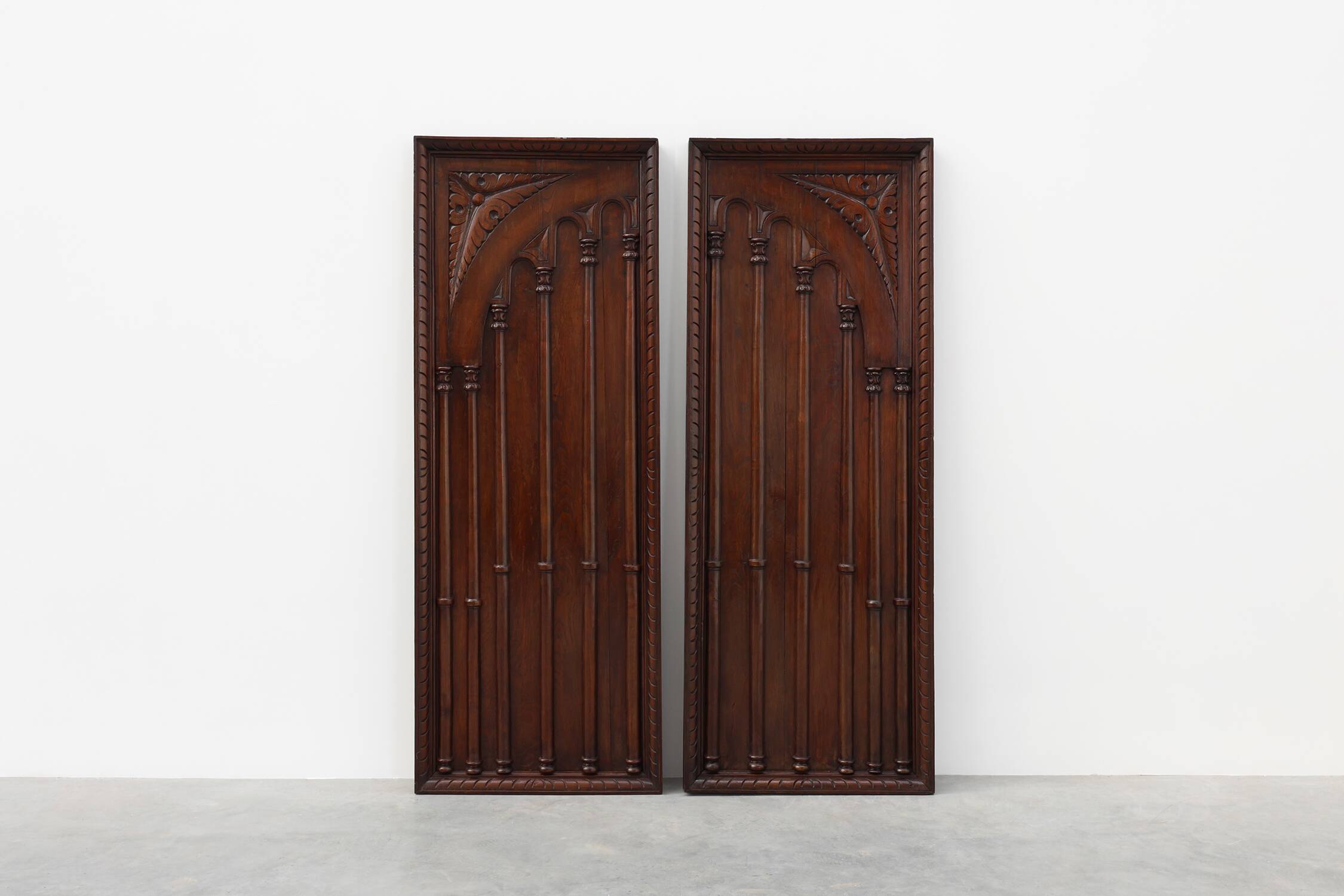 Large Carved Portuguese Oak Wall Panels, 1850s, Set of 2