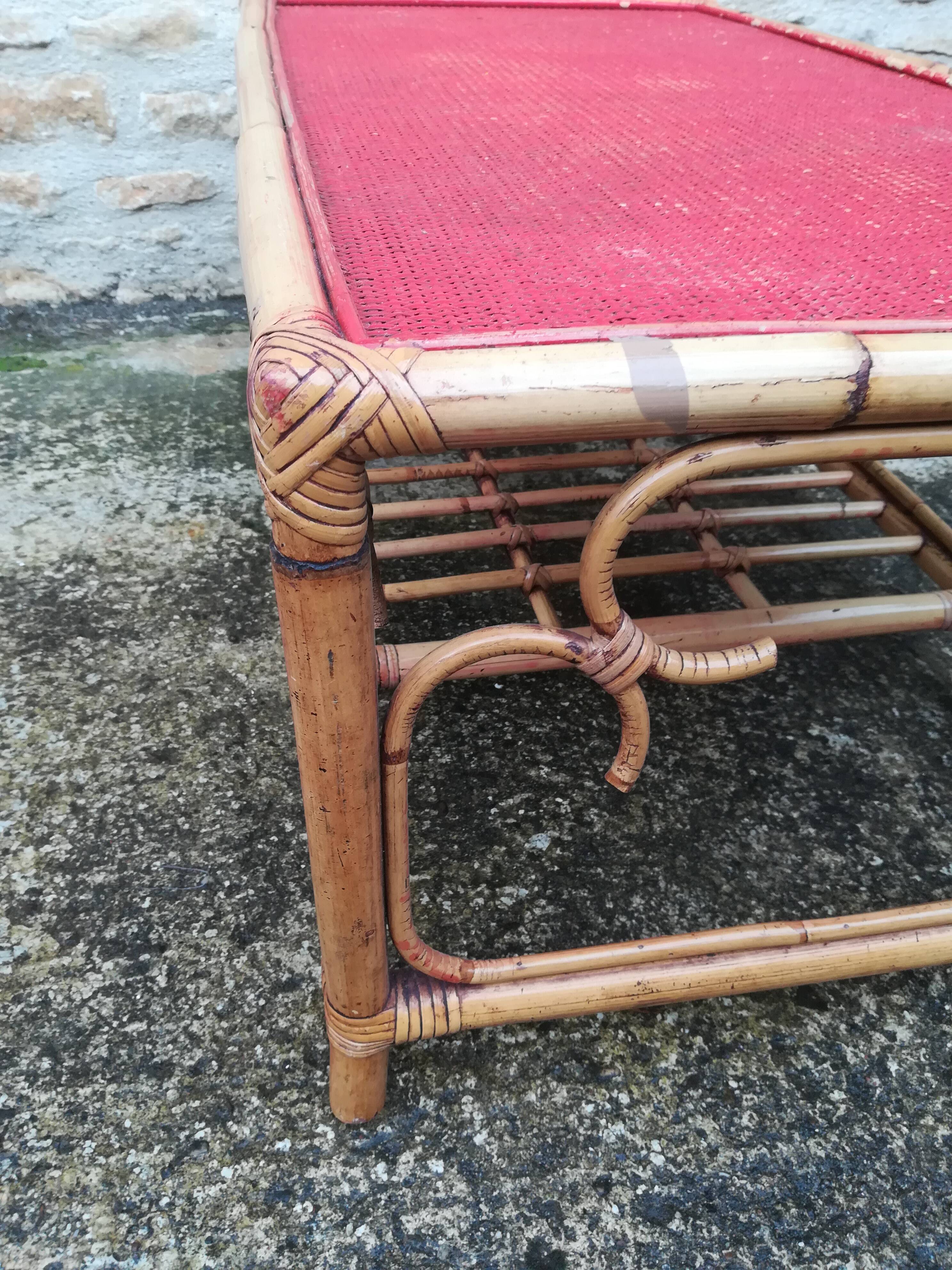 Rattan and bamboo coffee table