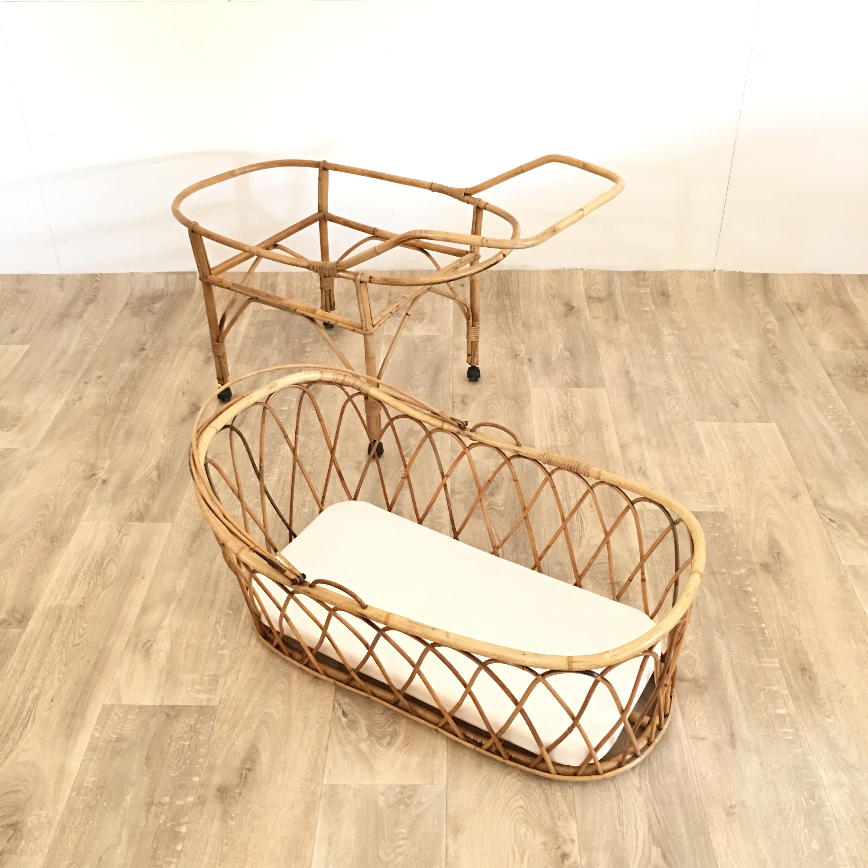 Vintage rattan cradle