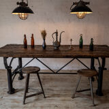 Industrial table with workbench top