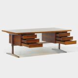 XL Mid century executive writing desk in rosewood & metal, 1960s