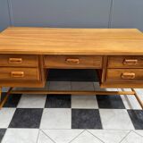 Bureau en bois blond années 1960