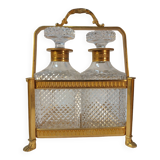 Whiskey cellar called "Tantalus" - Servant of 2 cut crystal carafes