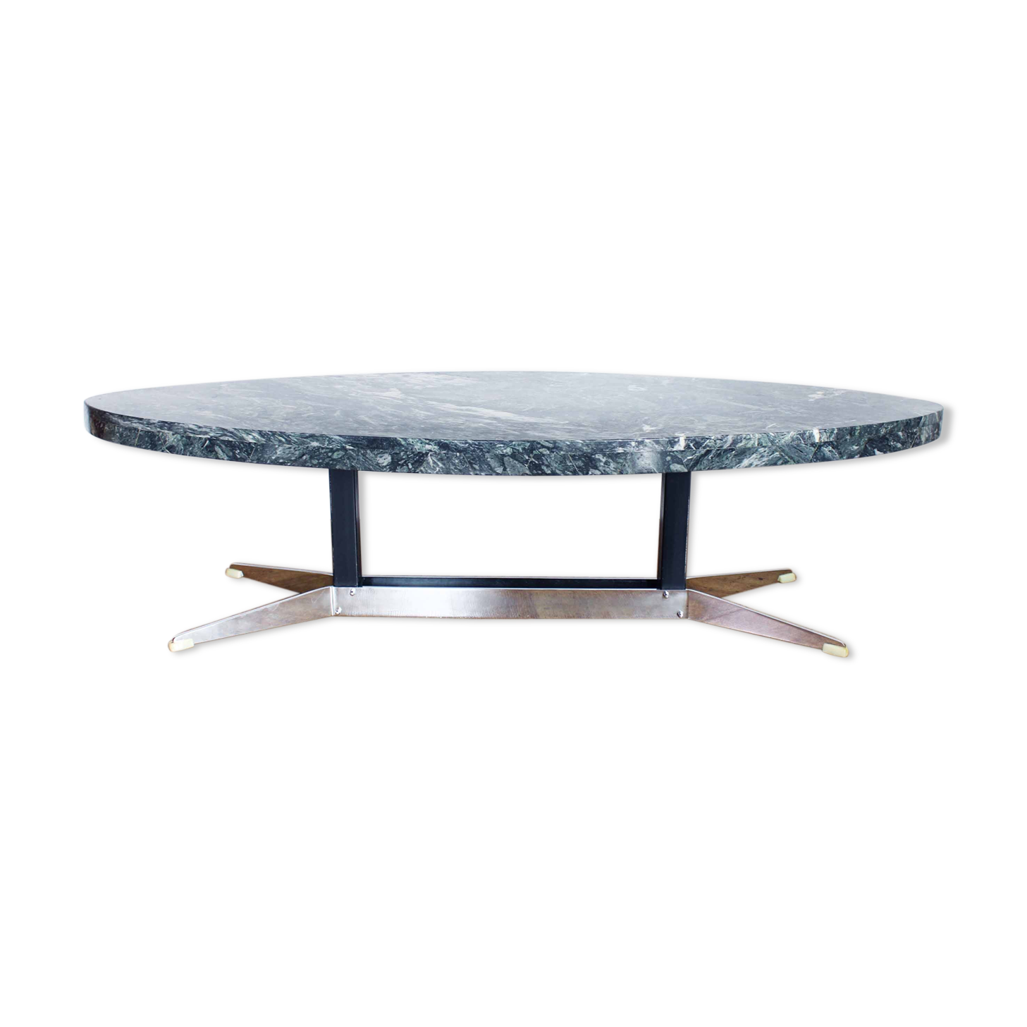 Oval coffee table in 70s green marble
