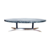 Oval coffee table in 70s green marble