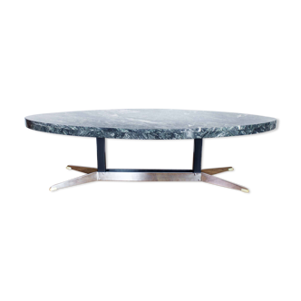 Oval coffee table in 70s green marble