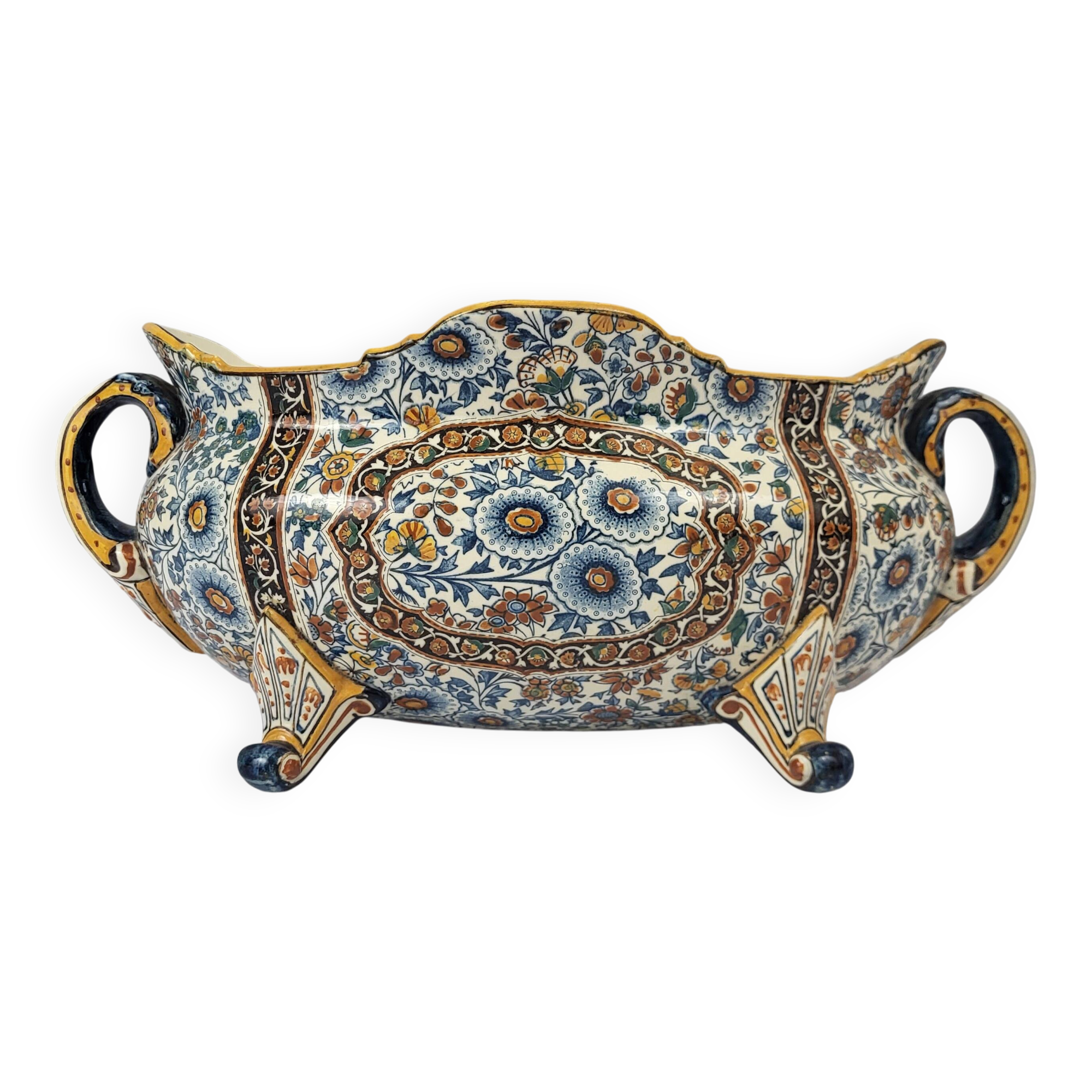 19th century Gien earthenware planter with Persian decor