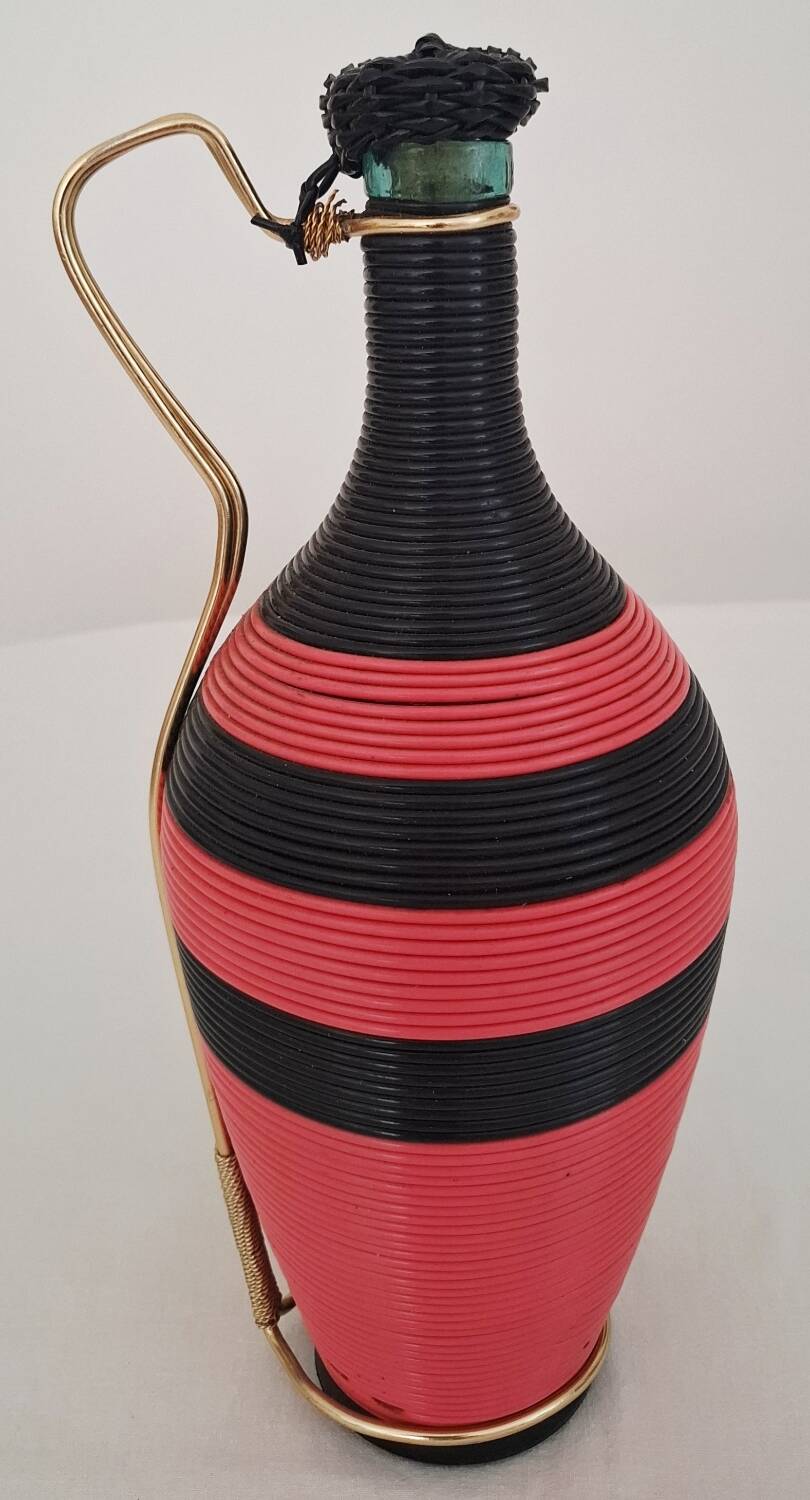 Vintage black and fushia scoubidou bottle