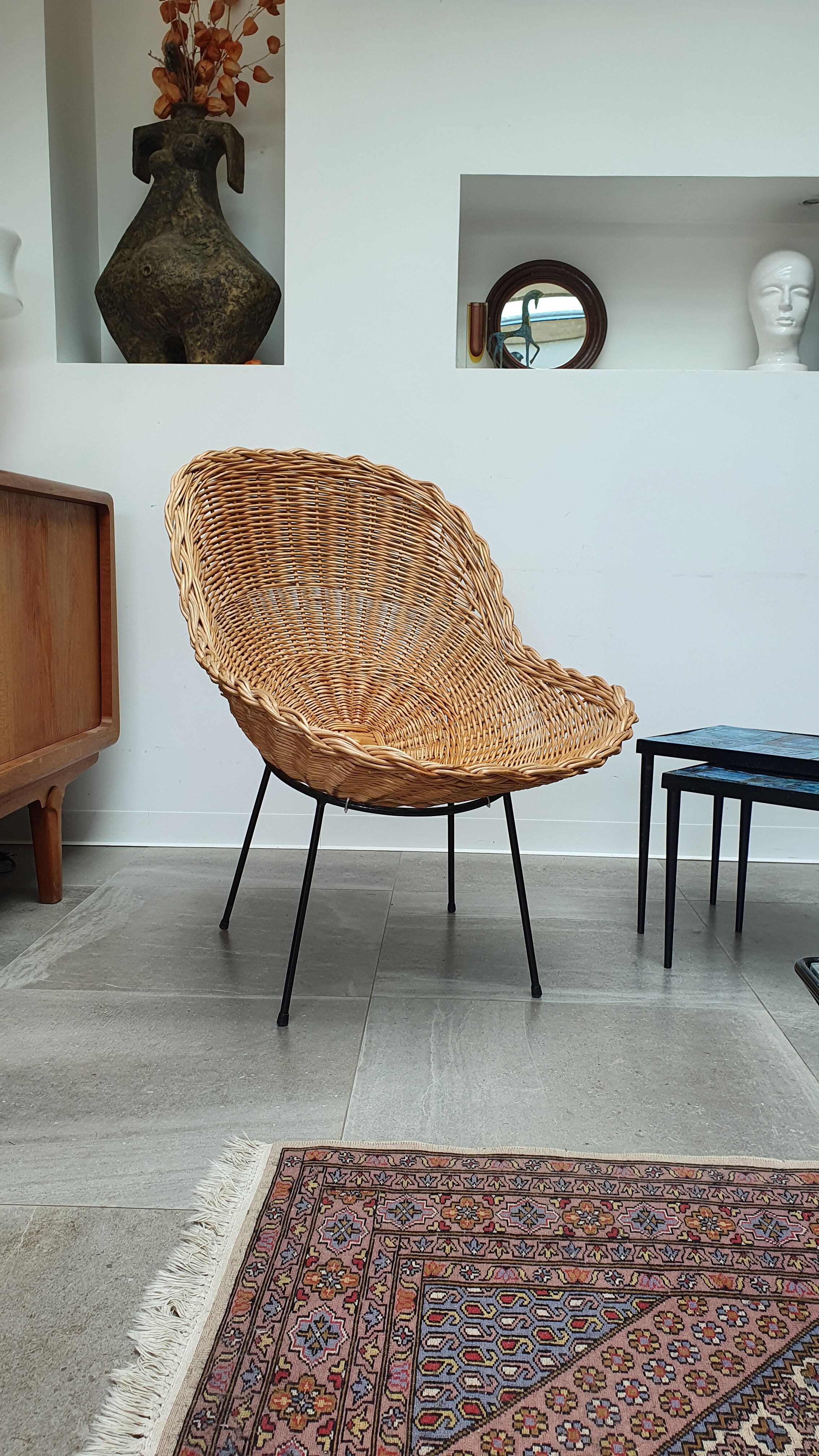 Pair of rattan basket chairs