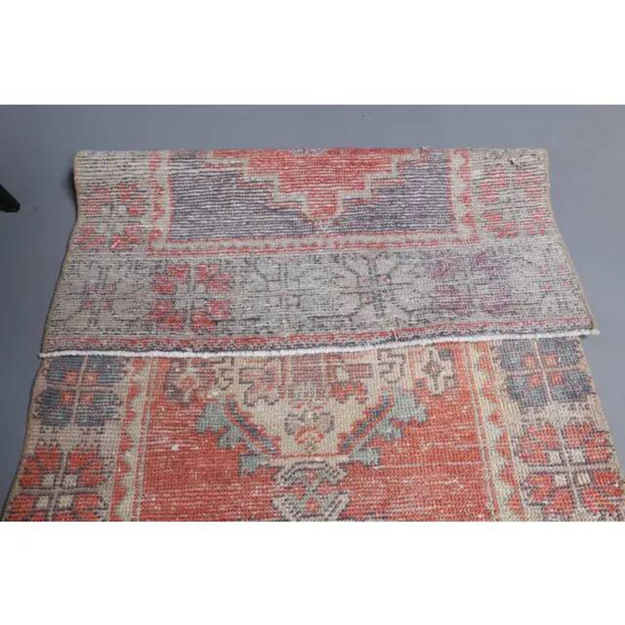 Vintage Turkish Oushak Handmade Wool Cotton Red Runner 85x277
