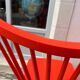 Pair of vintage red Scandinavian IKEA chairs.