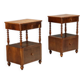 Paire de tables de chevet Louis-Philippe en noyer