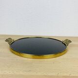 Black and golden brass tray from the 1950s