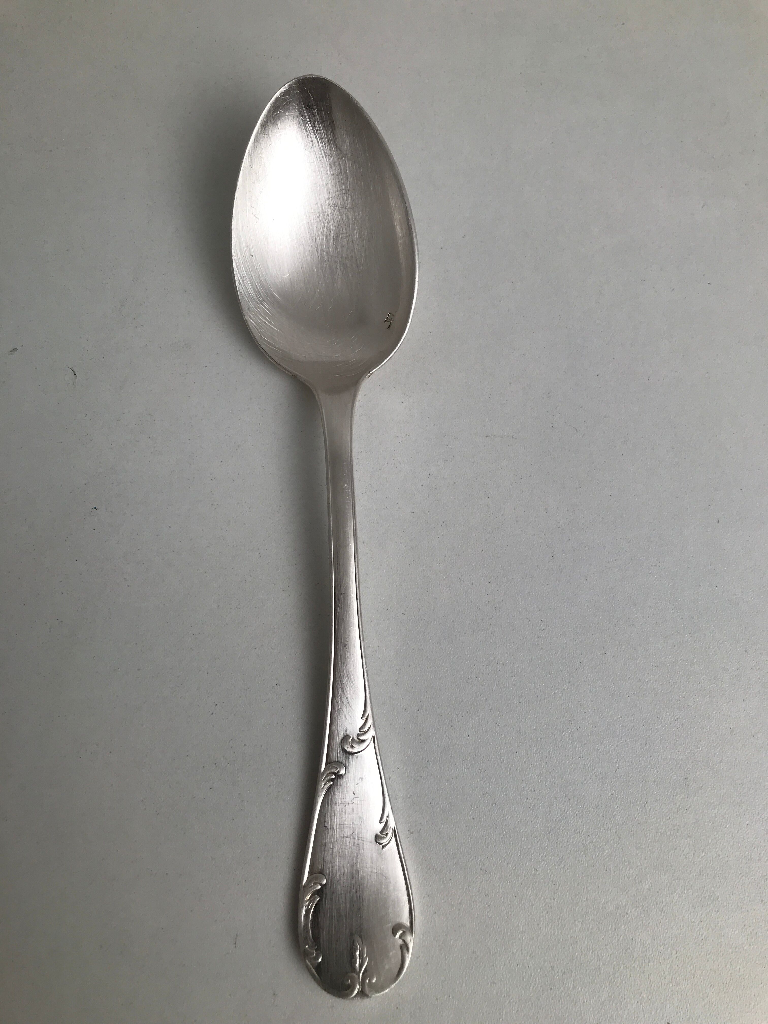 Set of 10 old silver spoons