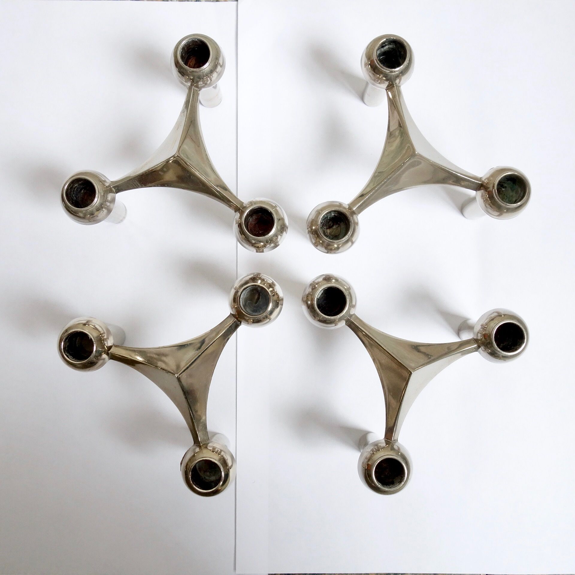 Candlesticks modular S22 by Caesar Stoffi & Fritz Nagel for BMF 1970 s, Set of 4