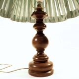 Large turned wooden base lamp