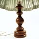 Large turned wooden base lamp
