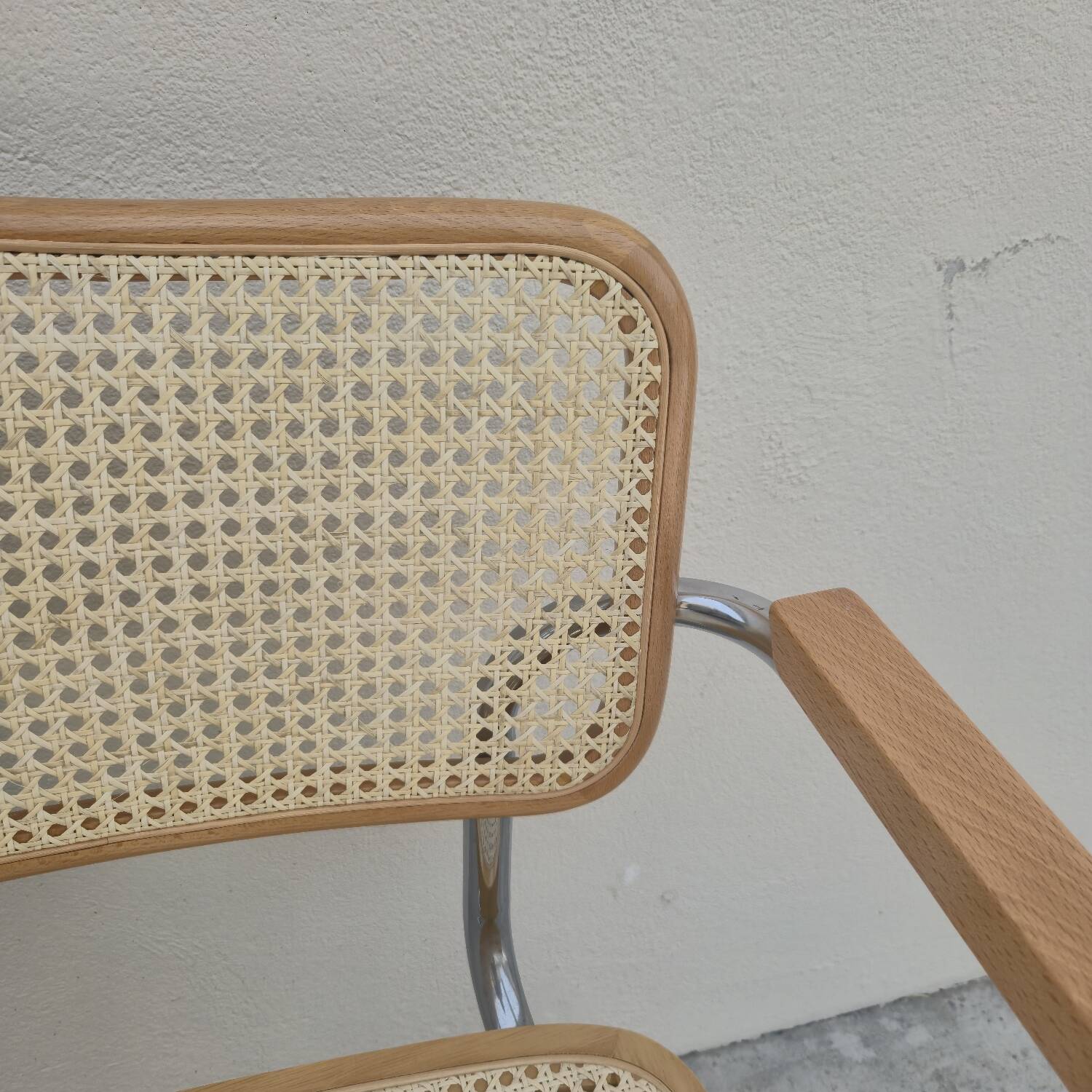 Breuer style armchair in original vintage canework