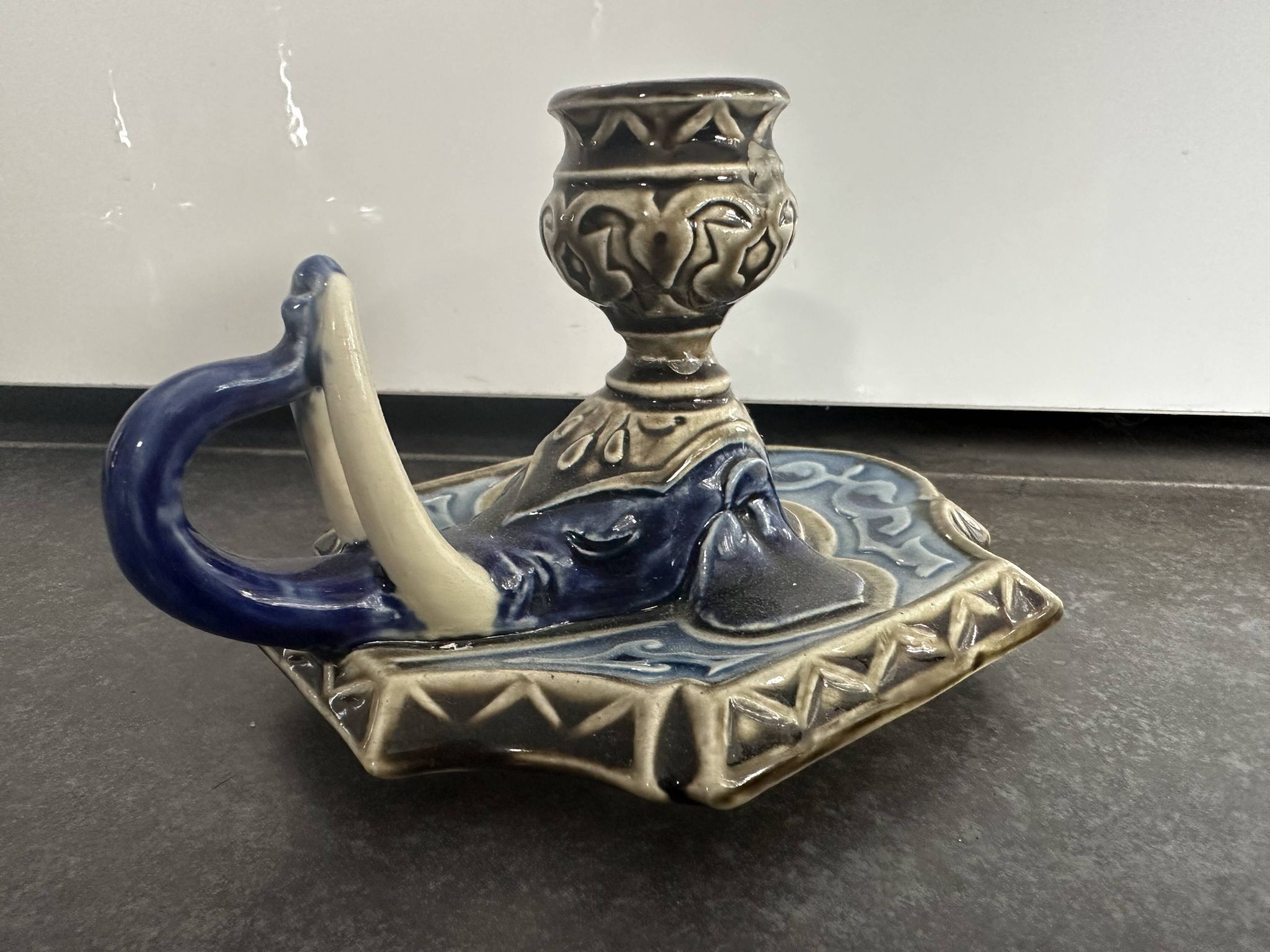Zoomorphic candlestick, Choisy le Roi Boulenger, in the shape of an elephant, 19th century