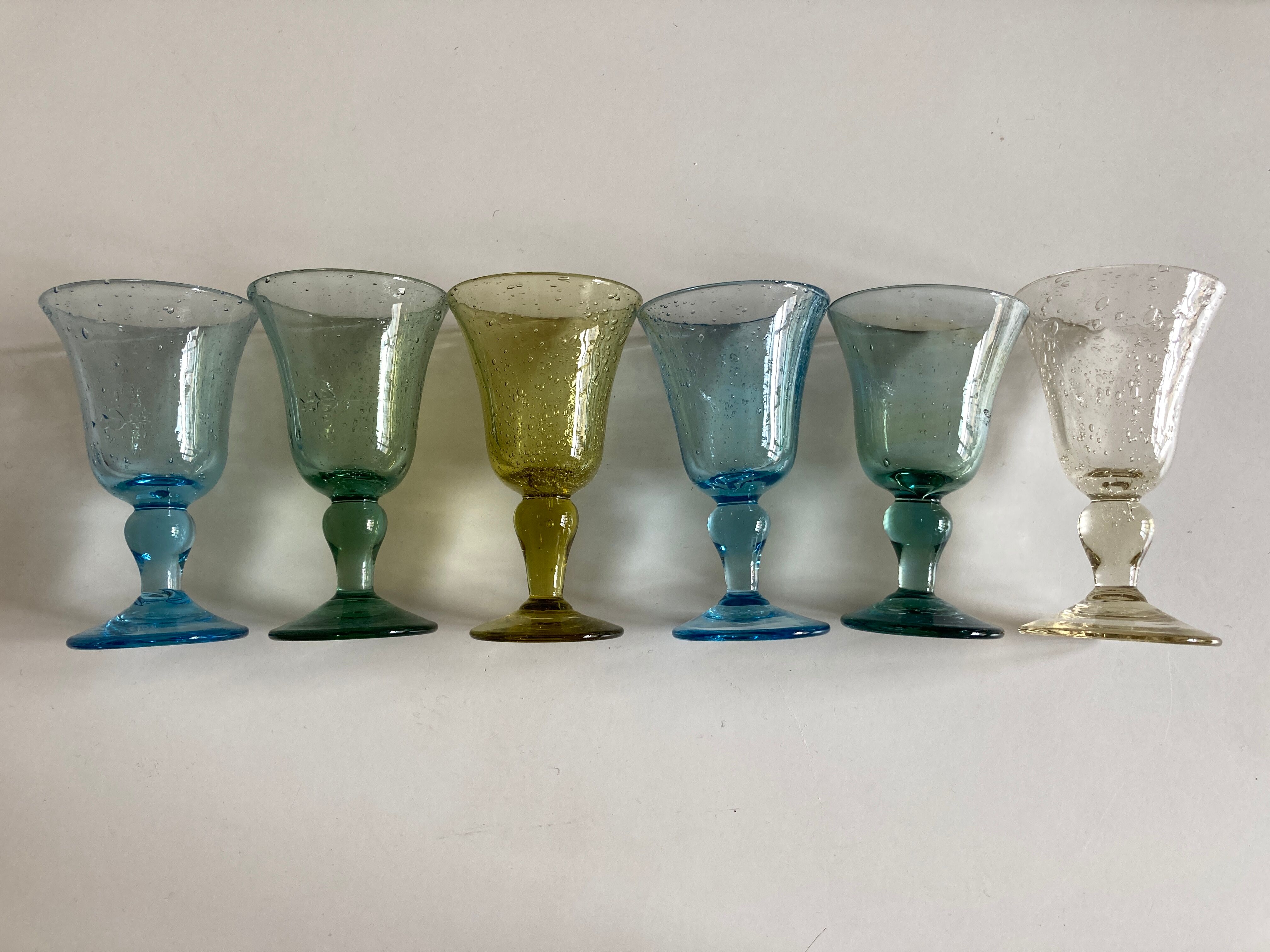 Set of 6 glasses Biot wine 1960