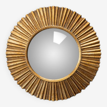 Patinated golden convex mirror