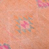 Peach & Pink Hallway Vintage Runner Rug, 84x310Cm