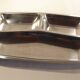 Set of 4 stainless steel and wood trays from the 70s