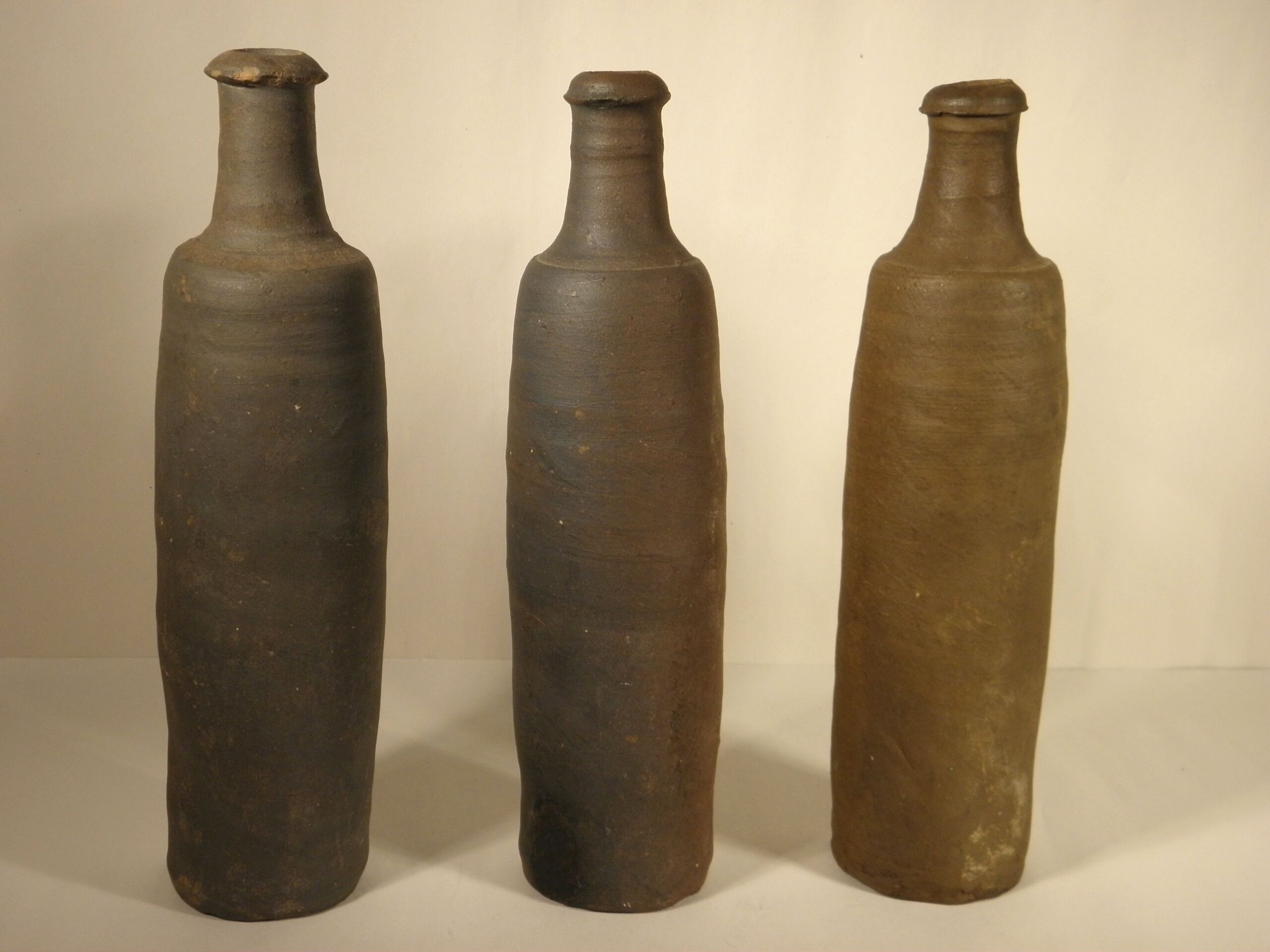 Set of three stoneware bottles