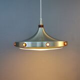 Danish Space Age lamp from the 70s, in lacquered aluminium with primers and bottom grid