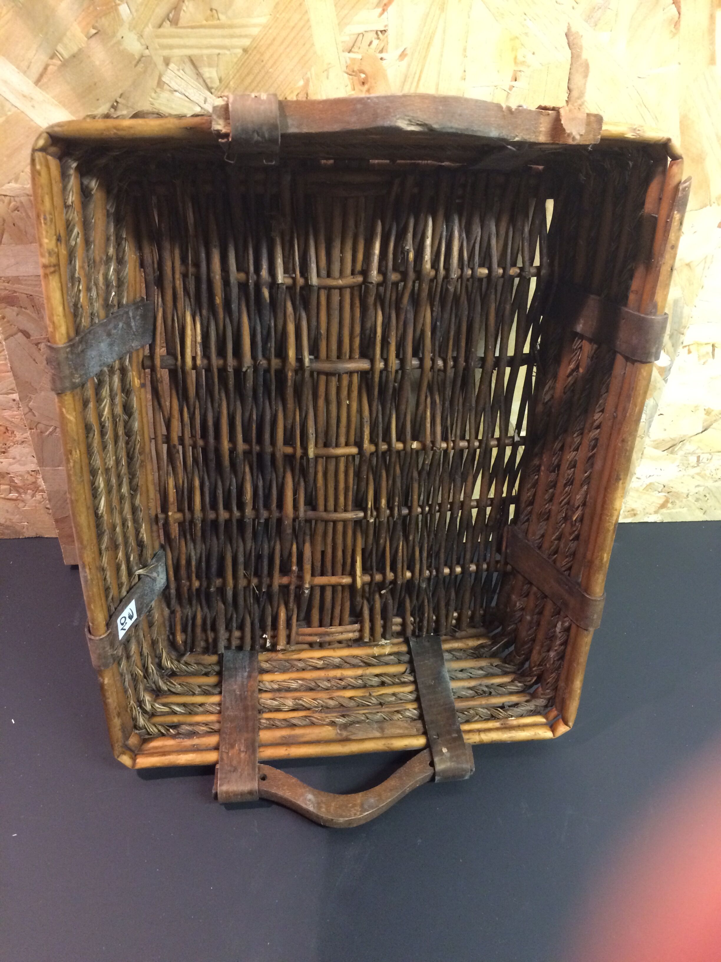 Wooden handles wicker basket