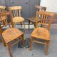 Set of 10 mismatched curved wood bistro chairs from the 1950s-60s