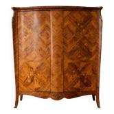 Armoire ancienne style Louis XV en marqueterie de bois