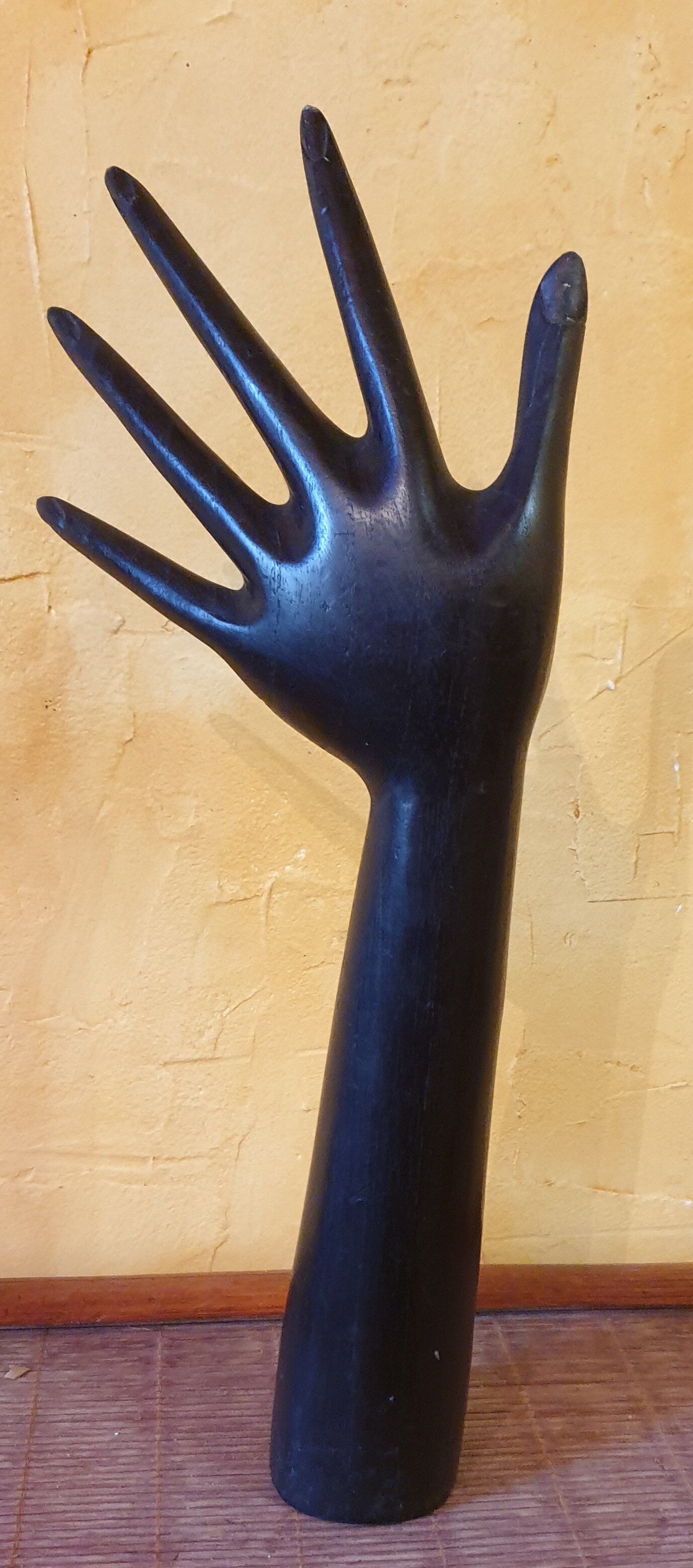 Hand carved in blackened wood, 70s