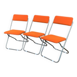 Framar folding chairs orange felt 1970