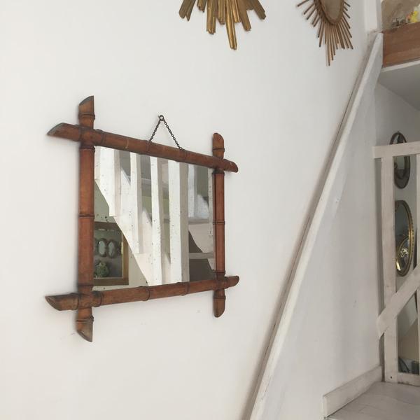Miroir bambou vintage 60 cm
