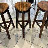 Set of 3 Vintage Brutalist Bar Stools from the 1970s