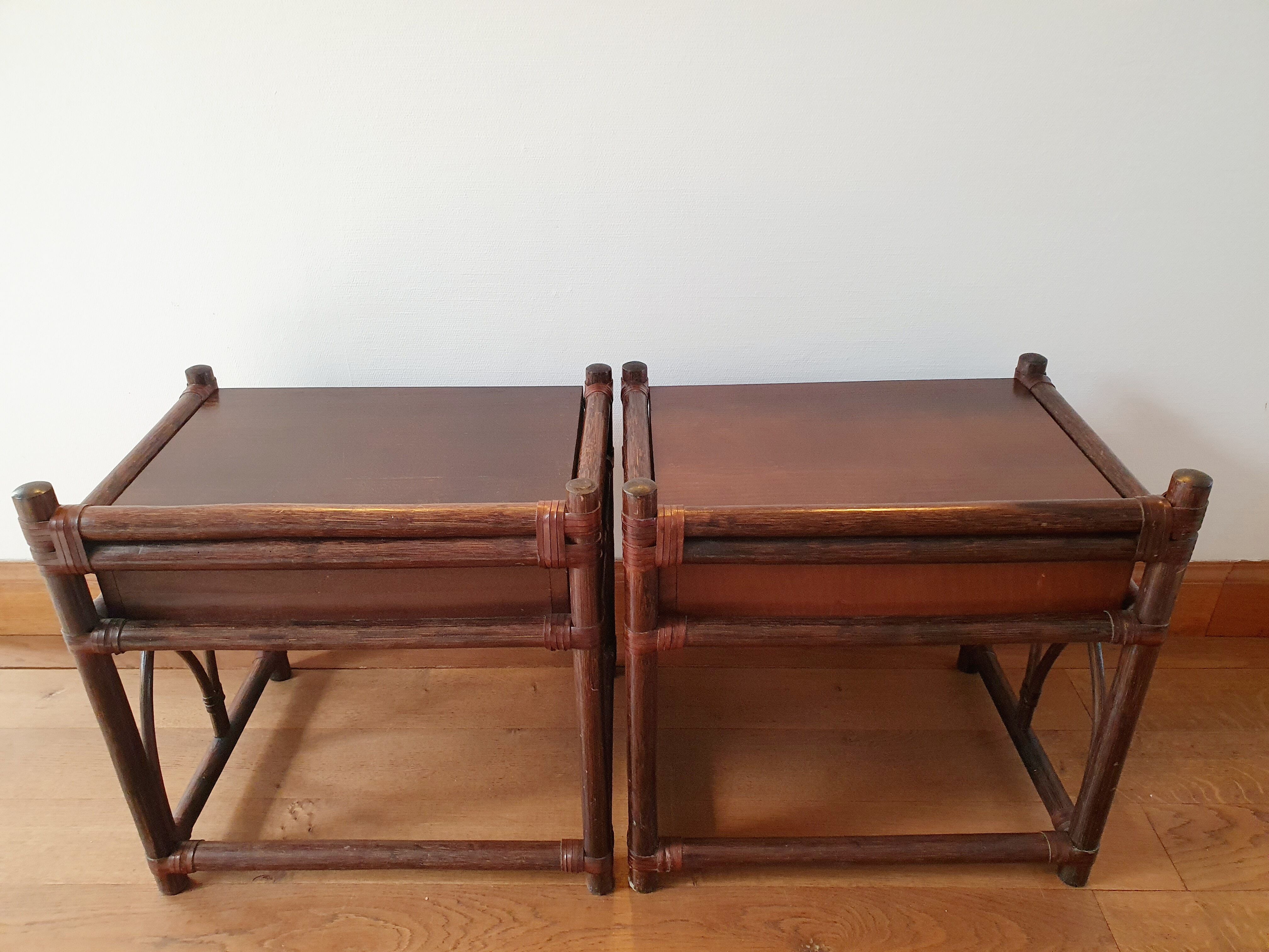 Pair of rattan bedside tables Roche Bobois