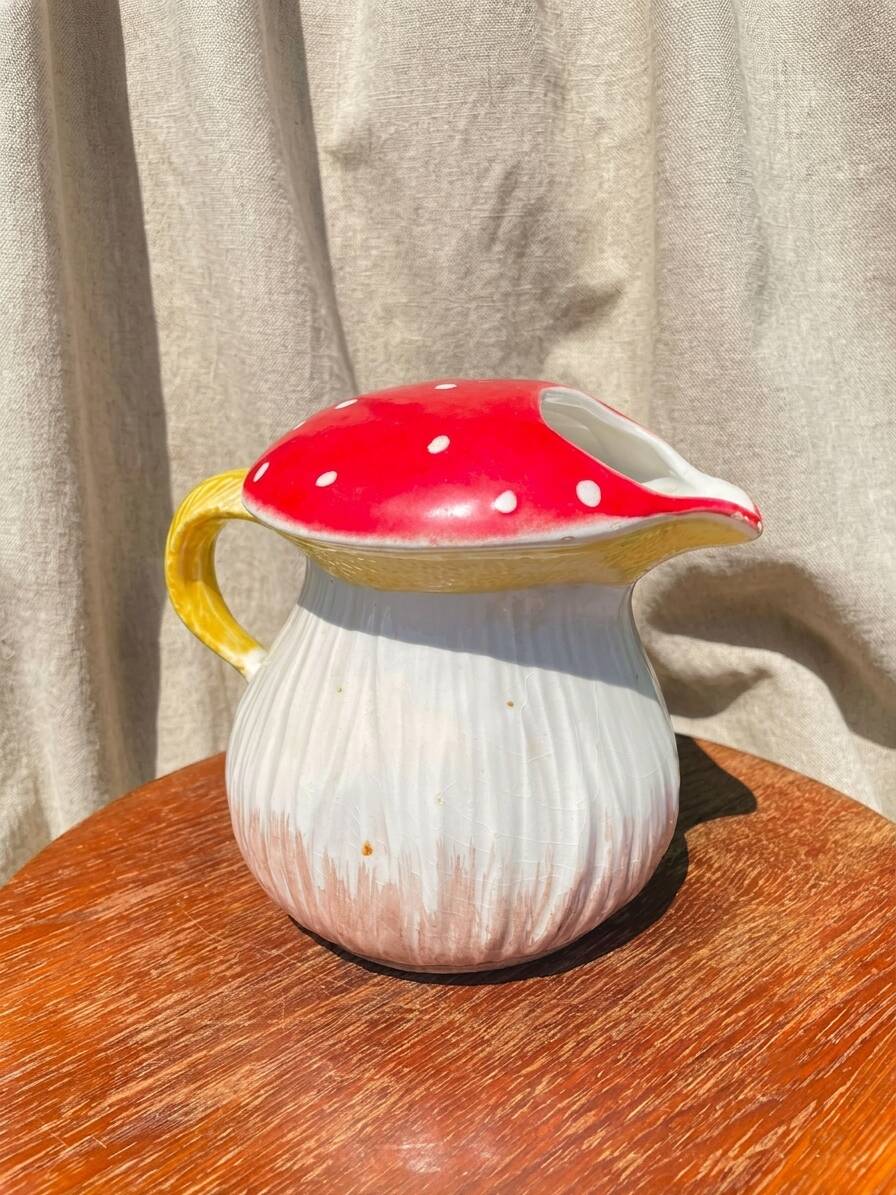 Vintage mushroom barbotine carafe