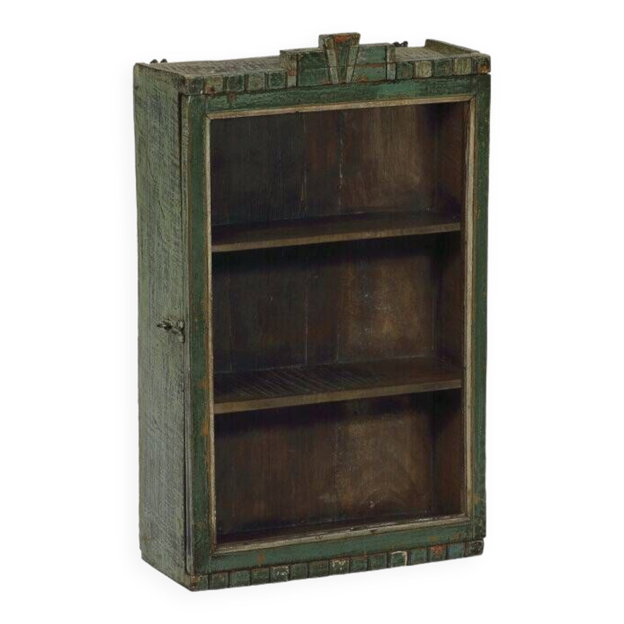 Old art deco green showcase teak wood piece of origin india