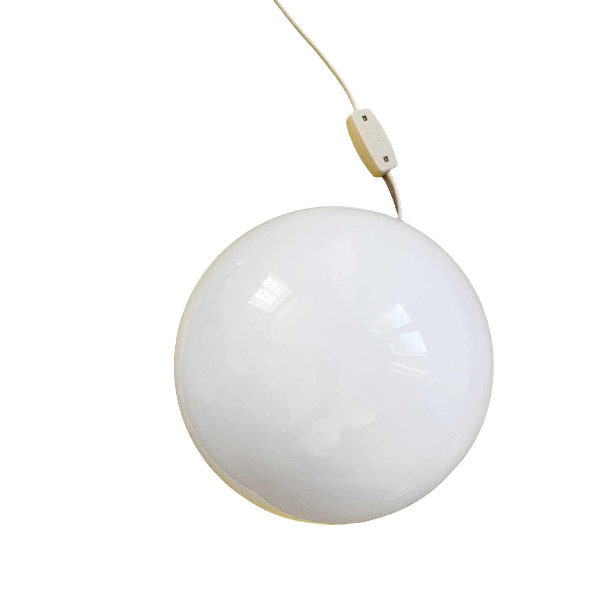 White, spherical space age table lamp, Poland 1980s.