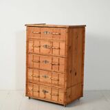 Scandinavian Colonial-Style Chest of Drawers in Pine and Bamboo