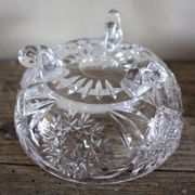 Cut glass sweet jar on feet