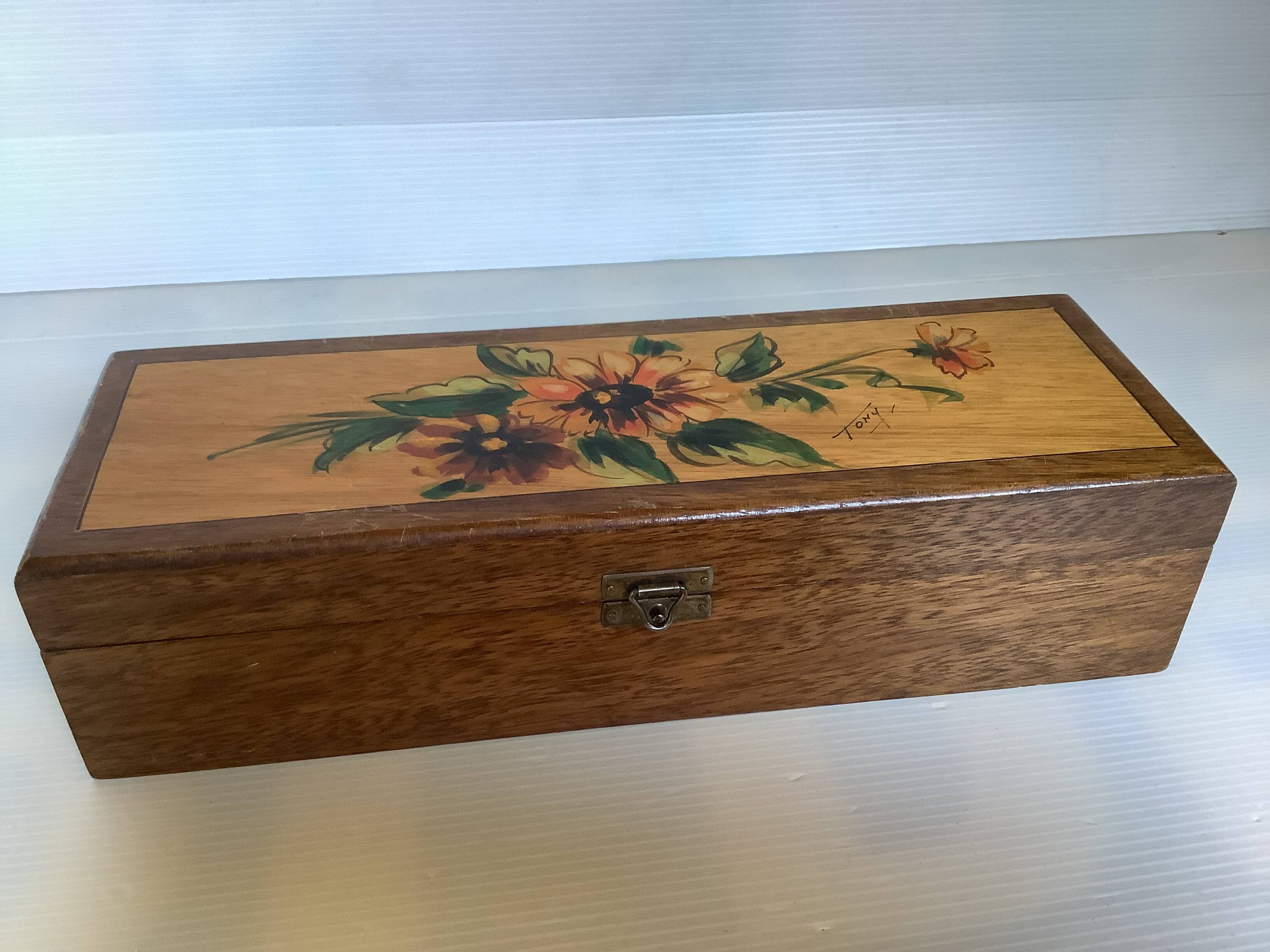 Hand decorated wooden box