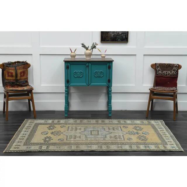 1970s Vintage Turkish Handmade Wool & Cotton Orange Area Rug 134x213