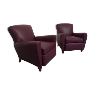 Pair of art deco club armchairs