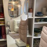 Long trapezoidal mirror in curved gilded brass, art deco modernist