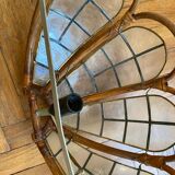 Pair of mother-of-pearl rattan wall lights